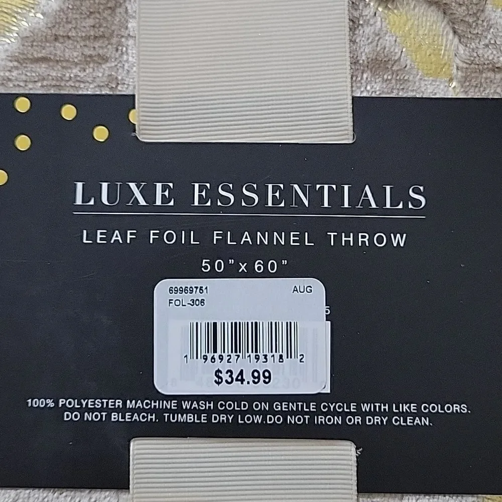 LEAF foil flannel throw